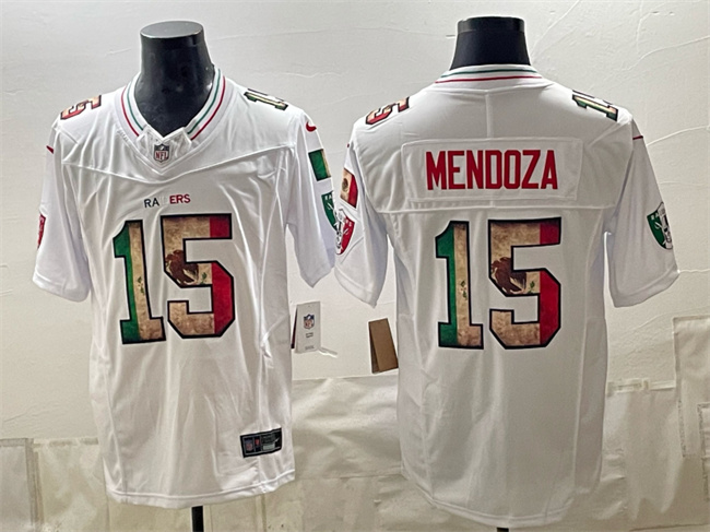 Las Vegas Raiders #15 Fernando Mendoza White F.U.S.E. Mexico Vapor Untouchable Limited Football Stitched Jersey Las Vegas Raiders #15 Fernando Mendoza White F.U.S.E. Mexico Vapor Untouchable Limited Football Stitched Jersey