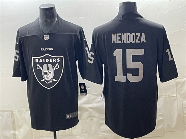 Las Vegas Raiders #15 Fernando Mendoza Black Team Big Logo Vapor Untouchable Limited Football Stitched Jersey