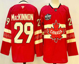 Canada #29 Nathan MacKinnon Red 2025 4 Nations Face-Off Premium Stitched Jersey