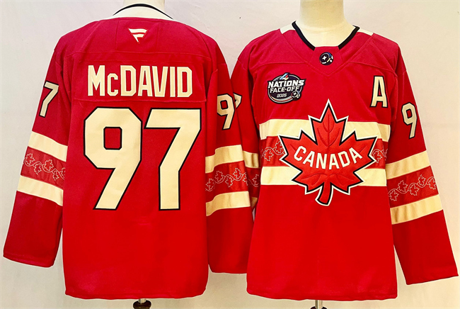 Canada #97 Connor McDavid Red 2025 4 Nations Face-Off Premium Stitched Jersey