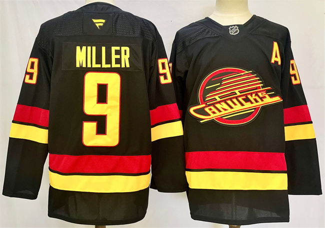 Vancouver Canucks #9 J.T. Miller Black 2024-25 With A Patch Alternate Stitched Hockey Jersey