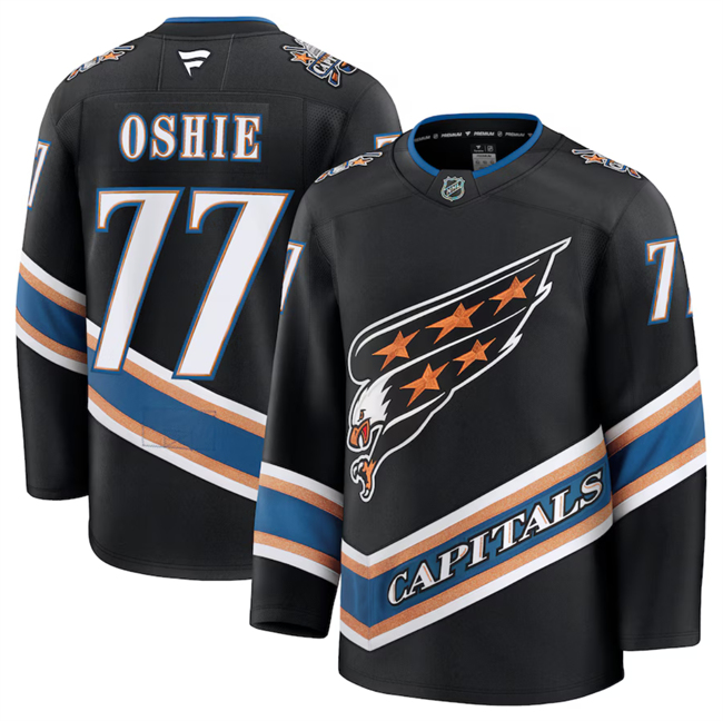 Washington Capitals #77 TJ Oshie Black 2024-25 Alternate Stitched Hockey Jersey