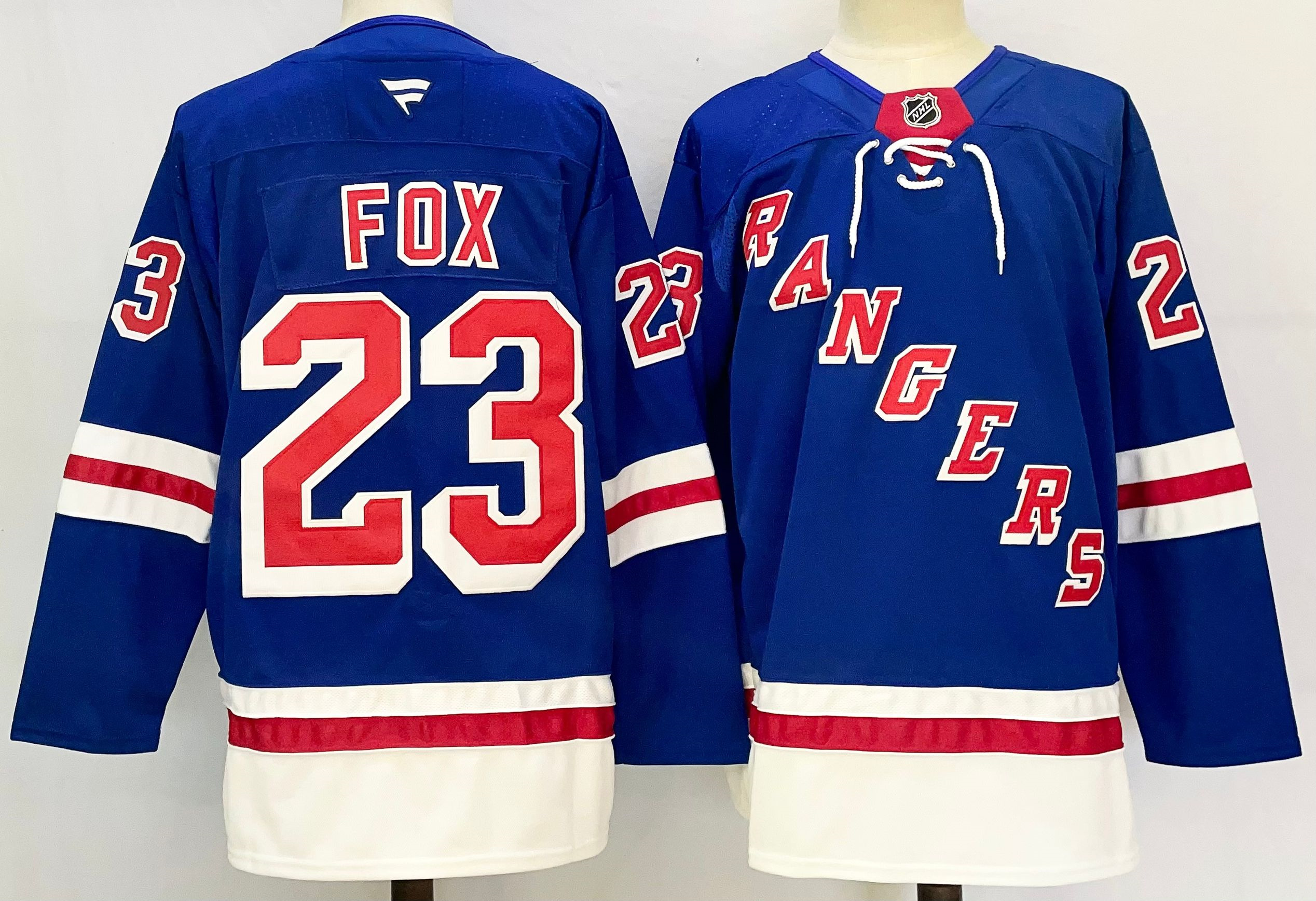 New York Rangers #23 Adam Fox Royal 2024-25 Home With A Patch Stitched Hockey Jersey