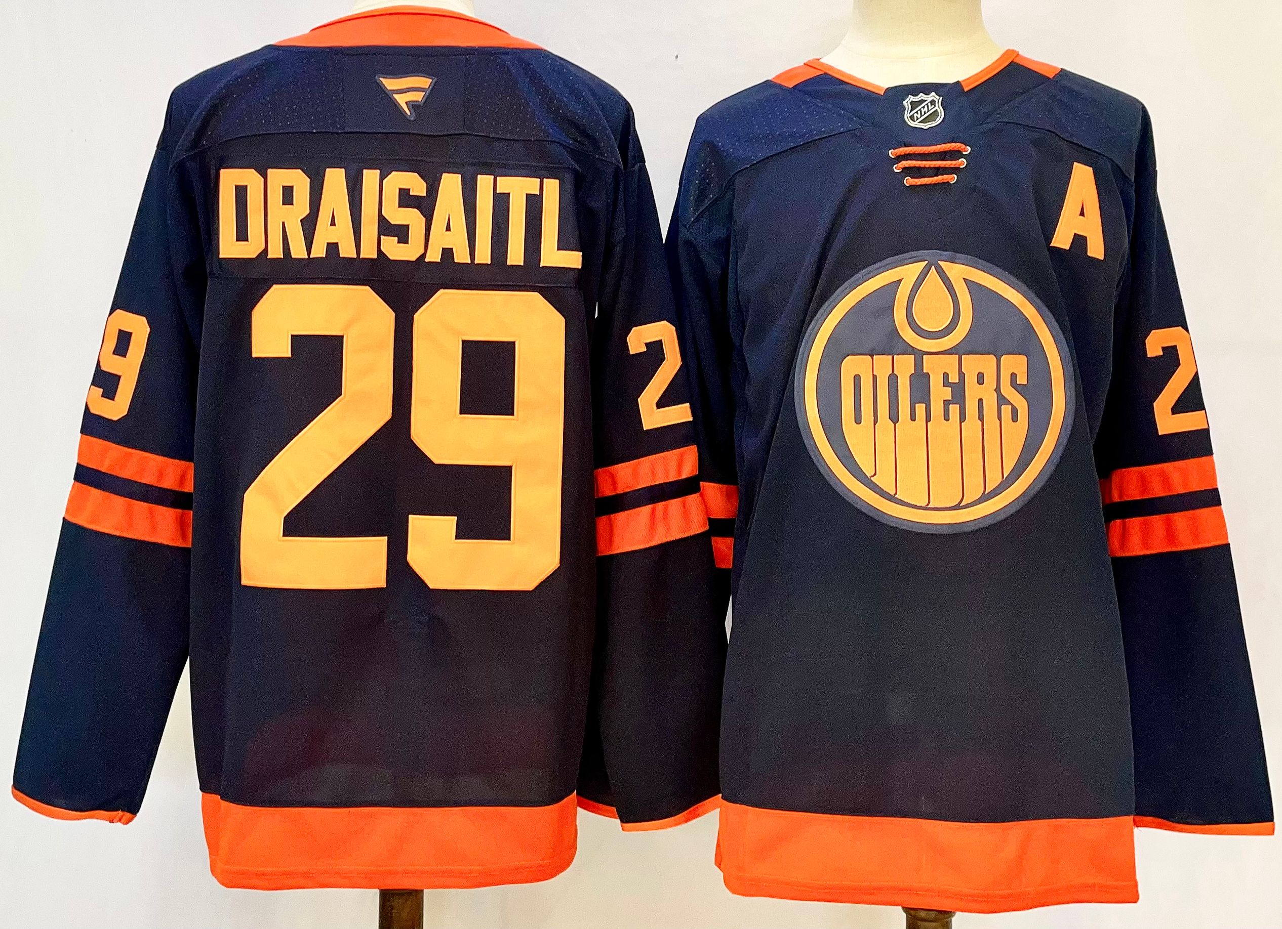 Edmonton Oilers #29 Leon Draisaitl Navy 2024-25 A Patch Stitched Jersey