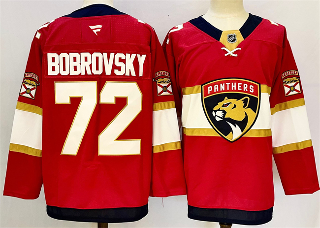 Florida Panthers #72 Sergei Bobrovsky Red 2024-25 Home Stitched Hockey Jersey