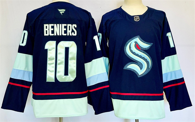 Seattle Kraken #10 Matty Beniers Navy 2024-25 Home Stitched Hockey Jersey