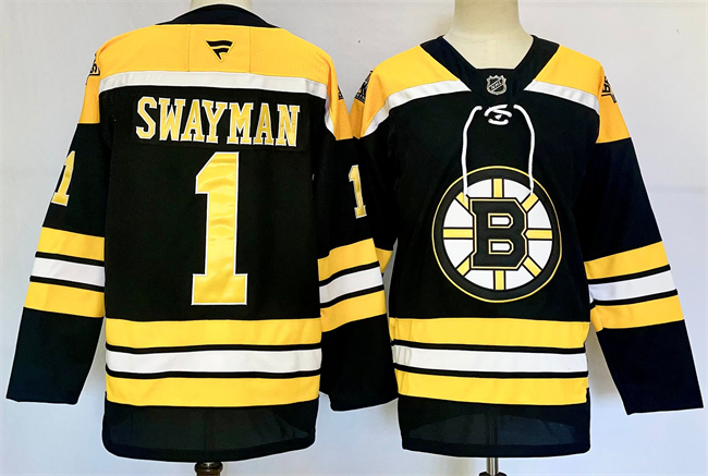 Boston Bruins #1 Jeremy Swayman Black 2024-25 Home Stitched Hockey Jersey