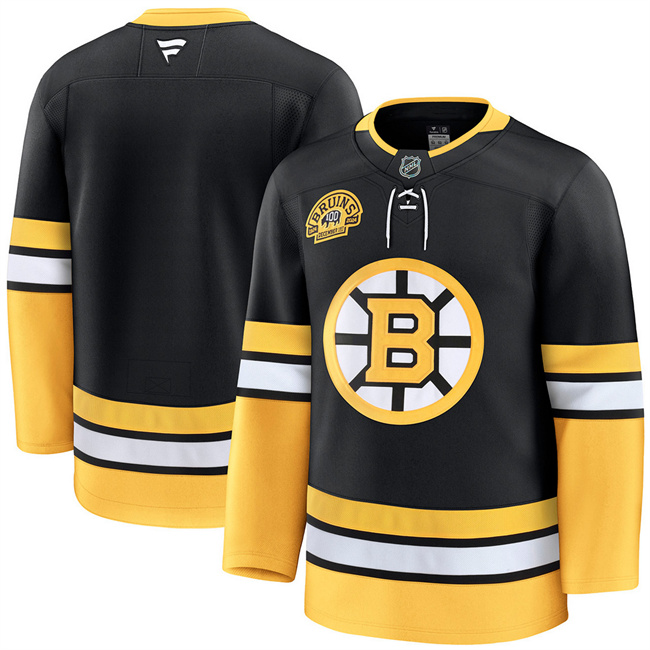 Boston Bruins Blank Black 100th Anniversary Stitched Hockey Jersey