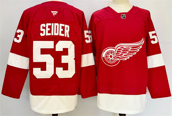 Detroit Red Wings #53 Moritz Seider Red 2024-25 Home Stitched Jersey