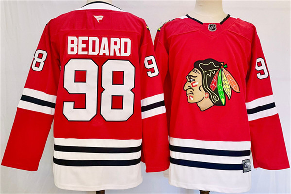 Chicago Blackhawks #98 Connor Bedard Red Stitched Hockey Jersey