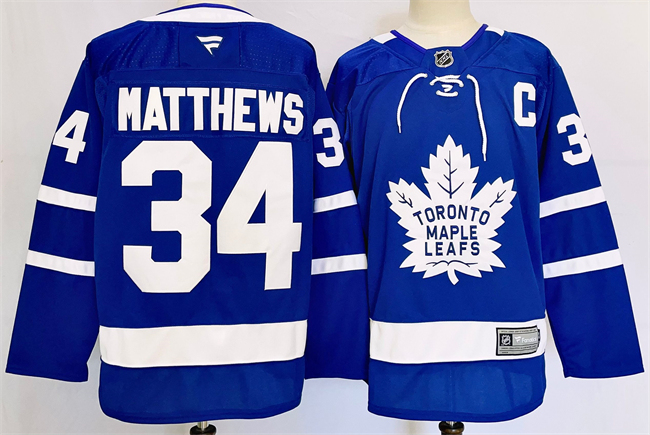 Toronto Maple Leafs #34 Auston Matthews Blue 2024-25 Stitched Jersey