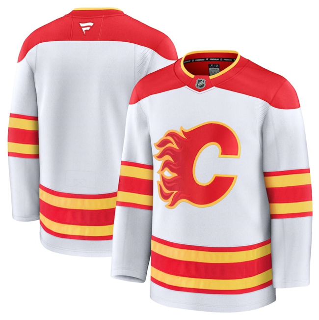 Calgary Flames Blank White 2024-25 Away Stitched Hockey Jersey