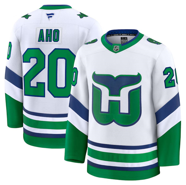 Carolina Hurricanes #20 Sebastian Aho White 2024-25 Throwback Stitched Hockey Jersey