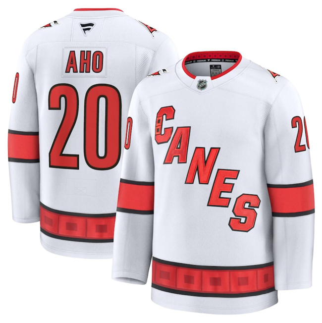 Carolina Hurricanes #20 Sebastian Aho White 2024-25 Away Stitched Hockey Jersey