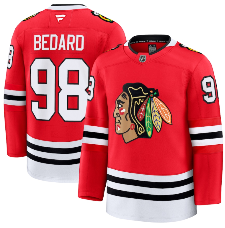 Chicago Blackhawks #98 Connor Bedard Red 2024-25 Home Stitched Hockey Jersey