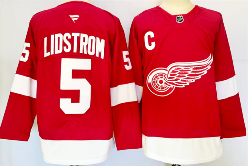 Detroit Red Wings #5 Nicklas Lidstrom Red 2024-25 Stitched Jersey