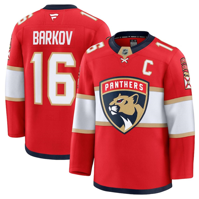 Florida Panthers #16 Aleksander Barkov Red 2024-25 Home Stitched Hockey Jersey