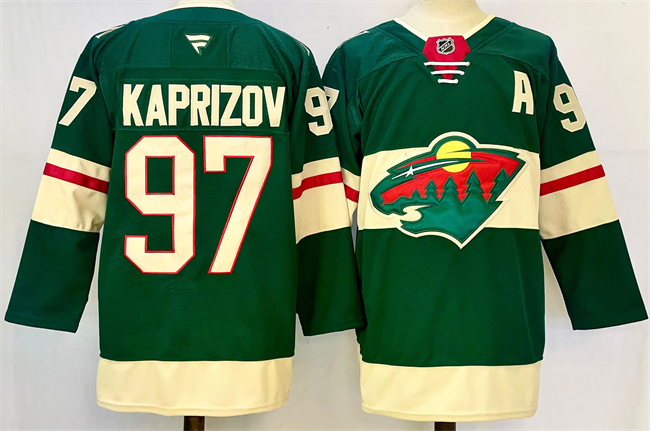 Minnesota Wild #97 Kirill Kaprizov Green 2024-25 With Patch Home Stitched Hockey Jersey