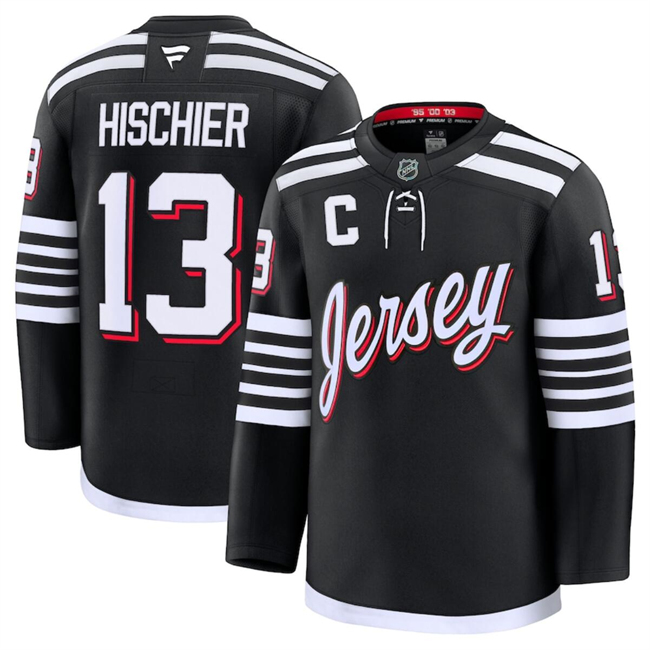 New Jersey Devils #13 Nico Hischier Black 2024-25 Alternate Stitched Hockey Jersey