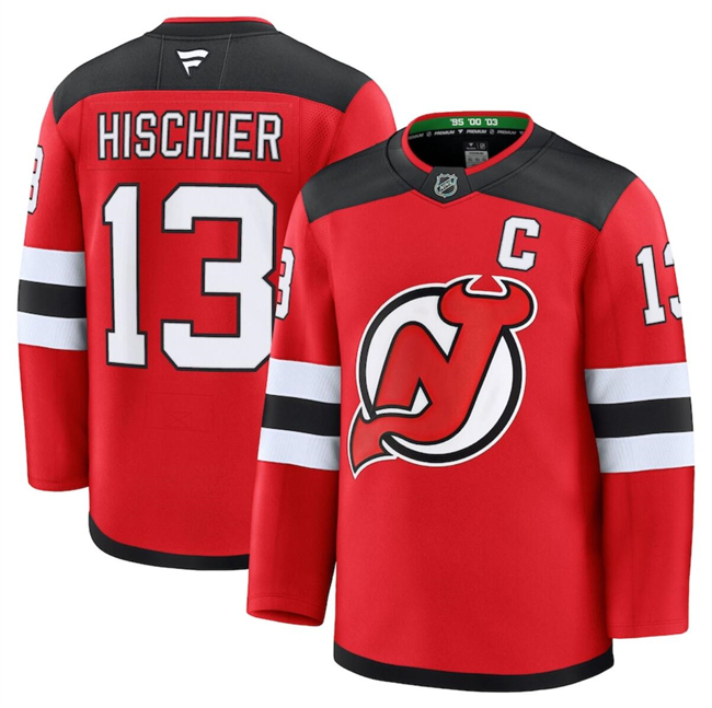 New Jersey Devils #13 Nico Hischier Red 2024-25 Home Stitched Hockey Jersey