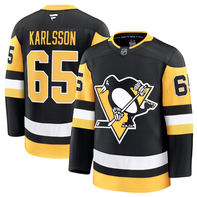 Pittsburgh Penguins #65 Erik Karlsson Black 2024-25 Home Stitched Hockey Jersey