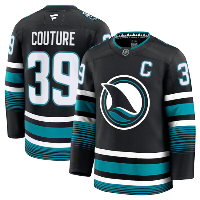 San Jose Sharks #39 Logan Couture Black 2024-25 Alternate Stitched Hockey Jersey