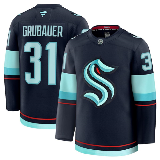 Seattle Kraken #31 Philipp Grubauer Navy 2024-25 Home Stitched Hockey Jersey
