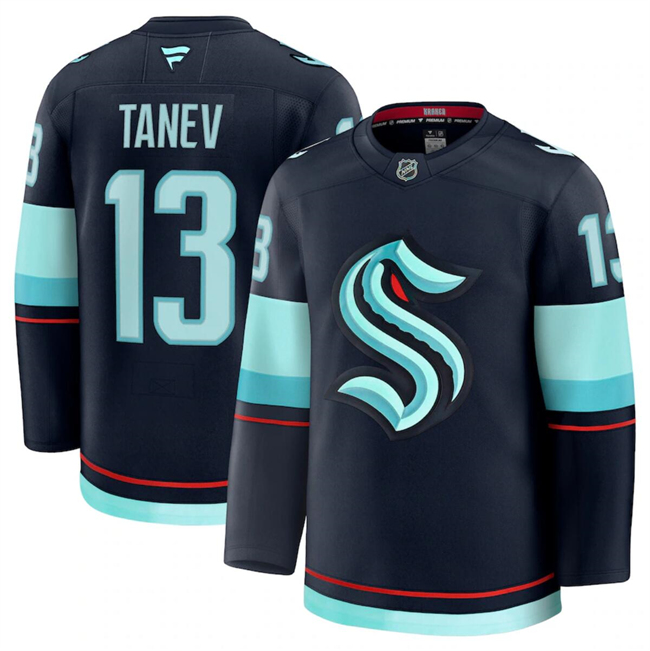 Seattle Kraken #13 Brandon Tanev Navy 2024-25 Home Stitched Hockey Jersey