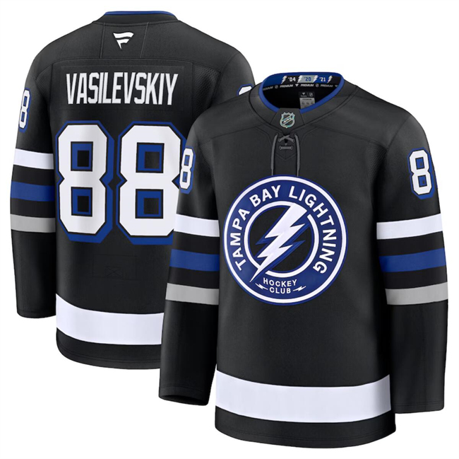 Tampa Bay Lightning #88 Andrei Vasilevskiy Black 2024-25 Alternate Stitched Hockey Jersey