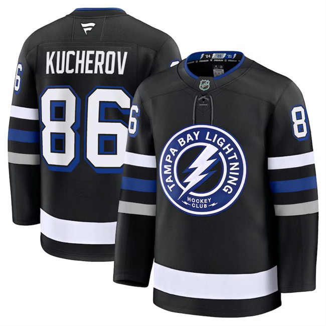 Tampa Bay Lightning #86 Nikita Kucherov Black 2024-25 Alternate Stitched Hockey Jersey