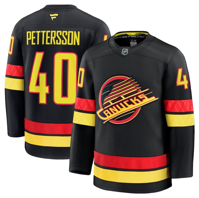 Vancouver Canucks #40 Elias Pettersson Black 2024-25 Alternate Stitched Hockey Jersey