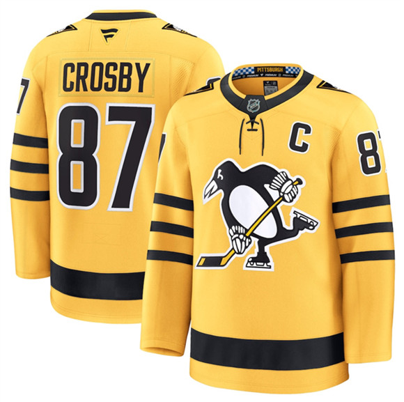 Pittsburgh Penguins #87 Sidney Crosby Gold 2025 Alternate Stitched Hockey Jersey