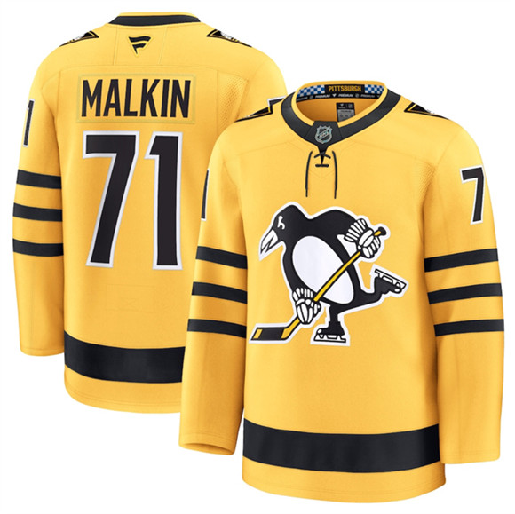 Pittsburgh Penguins #71 Evgeni Malkin Gold 2025 Alternate Stitched Hockey Jersey