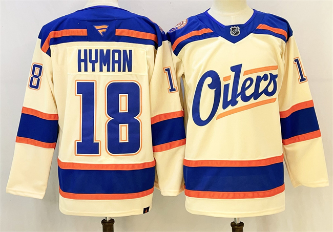 Edmonton Oilers #18 Zach Hyman Light Beige 2025 Alternate Stitched Hockey Jersey