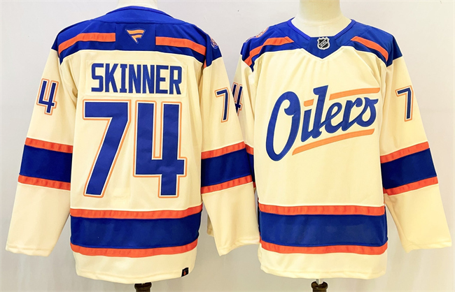 Edmonton Oilers #74 Stuart Skinner Light Beige 2025 Alternate Stitched Hockey Jersey