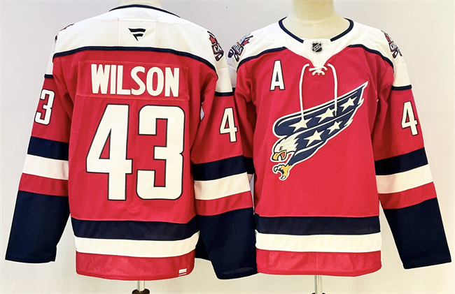 Washington Capitals #43 Tom Wilson Red With A Patch Stitched Hockey Jersey