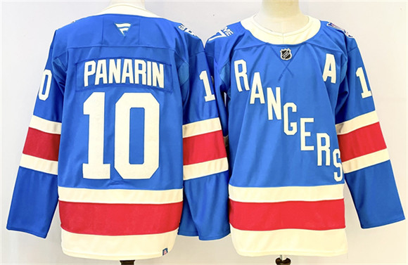 New York Rangers #10 Artemi Panarin Blue 2025 With A Patch Stitched Hockey Jersey