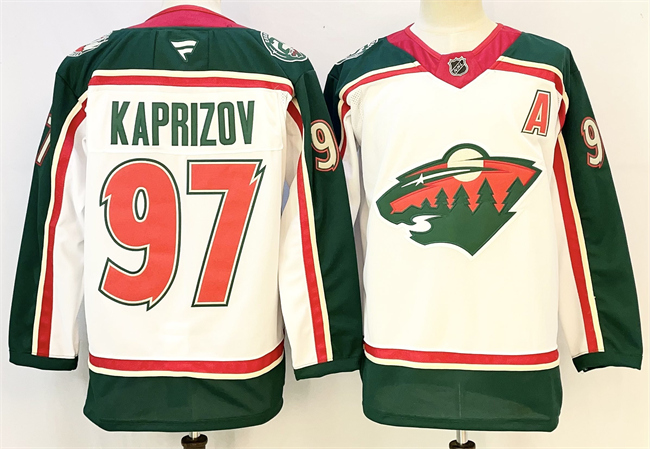 Minnesota Wild #97 Kirill Kaprizov White 2025 With A Patch 25th Anniversary Stitched Hockey Jersey