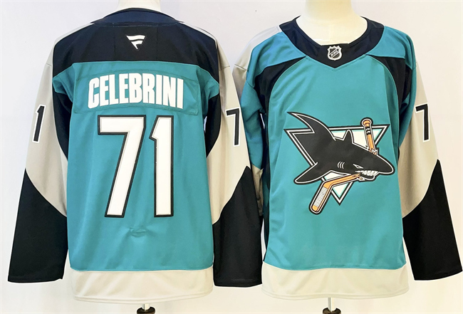 San Jose Sharks #71 Macklin Celebrini Teal 2025 Alternate Stitched Hockey Jersey