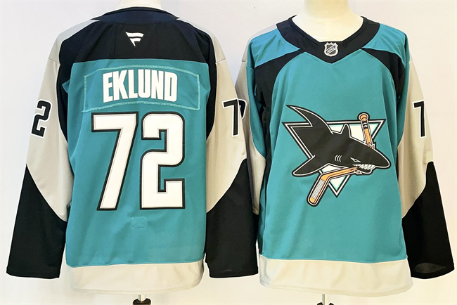 San Jose Sharks #72 William Eklund Teal 2025 Alternate Stitched Hockey Jersey