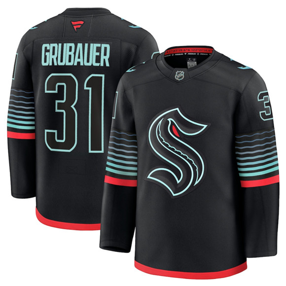 Seattle Kraken #31 Philipp Grubauer Black Alternate Stitched Hockey Jersey