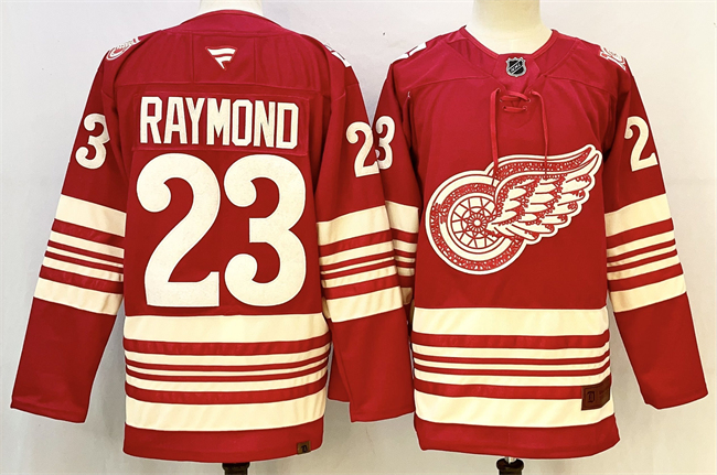 Detroit Red Wings #23 Lucas Raymond Red 2025-26 Centennial Premium Stitched Hockey Jersey