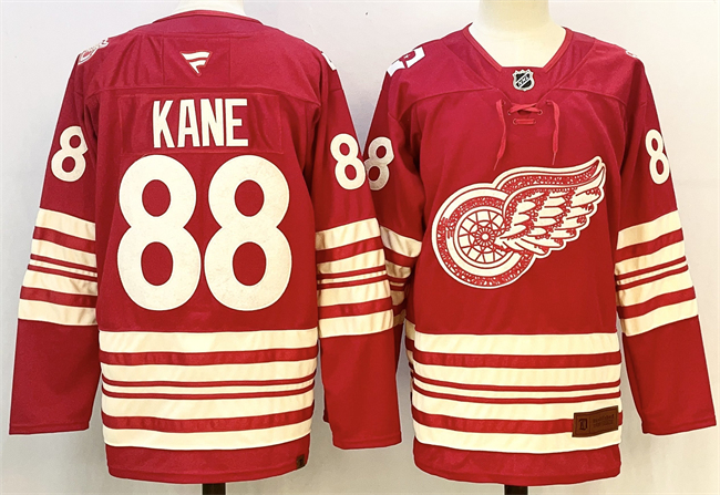 Detroit Red Wings #88 Patrick Kane Red 2025-26 Centennial Premium Stitched Hockey Jersey