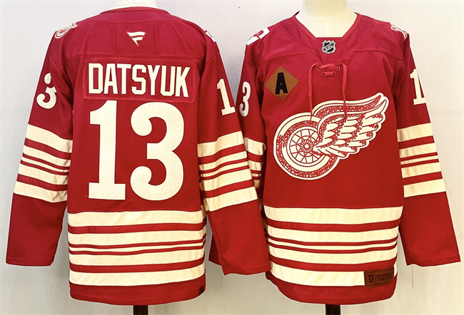 Detroit Red Wings #13 Pavel Datsyuk Red 2025-26 With A Patch Centennial Premium Stitched Hockey Jersey