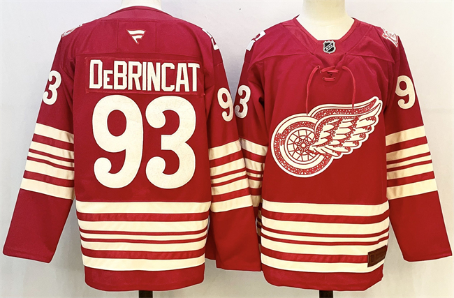Detroit Red Wings #93 Alex DeBrincat Red 2025-26 Centennial Premium Stitched Hockey Jersey