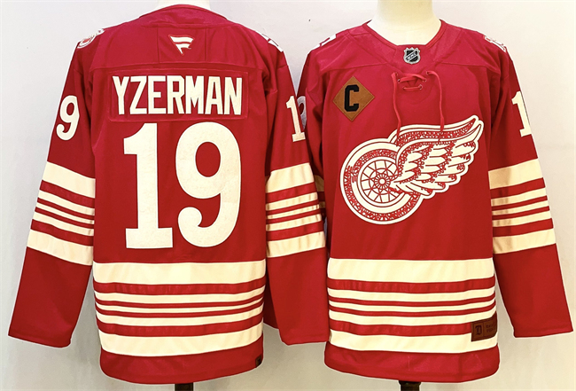 Detroit Red Wings #19 Steve Yzerman Red 2025-26 With C Patch Centennial Premium Stitched Hockey Jersey