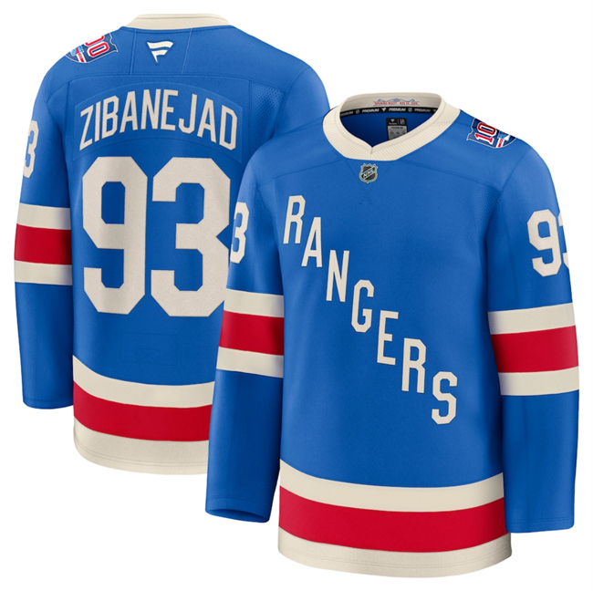 New York Rangers #93 Mika Zibanejad Blue Centennial Stitched Hockey Jersey