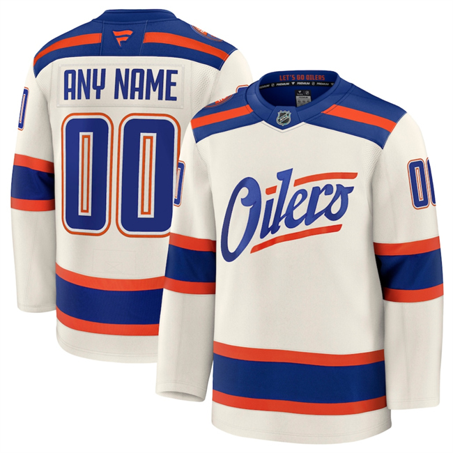 Edmonton Oilers Custom Light Beige Alternate Stitched Hockey Jersey