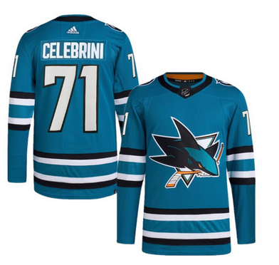 San Jose Sharks #71 Macklin Celebrini Teal Adidas NHL Stitched Jersey