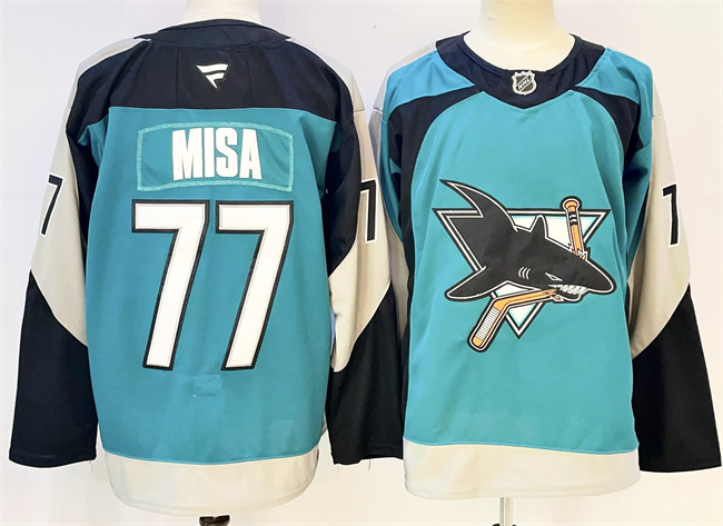 San Jose Sharks #77 Michael Misa Teal 2025 Alternate Stitched Hockey Jersey